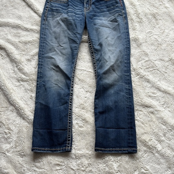 Silver Jeans Suki Capris Size 28 | Mid Rise Bootcut Crop Denim Blue Casual - Picture 3 of 10